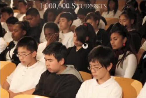 Students meditating at school